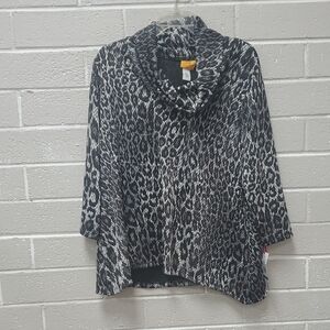 Ruby Rd. Black and White Cowl Neck Top